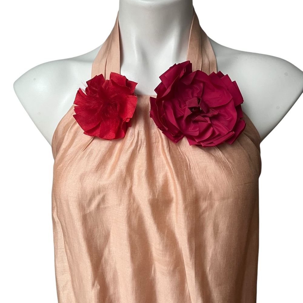Ann Taylor Peach Floral Halter Top, Sz 2 - Picture 9 of 15
